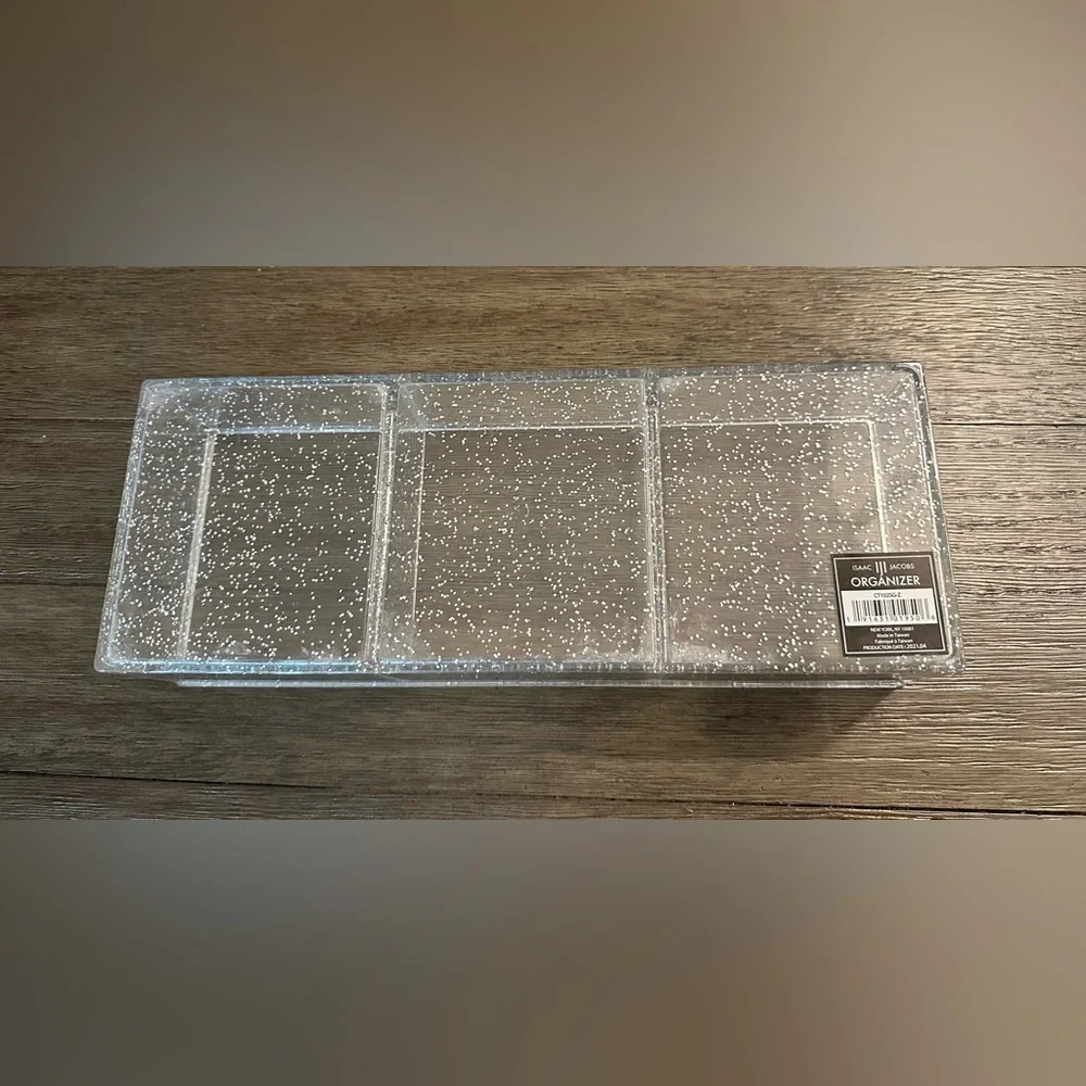 Isaac Jacob’s Acyrlic Clear With Sparkles 3 Compartment Organizer - N w/o T - Picture 1 of 5